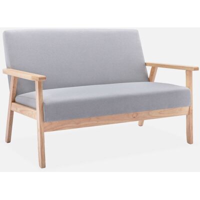 SWEEEK Sofá O Banco Con Tela Y Patas De Madera, 2 Plazas, Isak, Gris Claro, 114x69.5x73 Cm SWEEEK Sofá O Banco Con Tela Y Patas De Madera, 2 Plazas, Isak, Gris Claro, 114x69.5x73 Cm