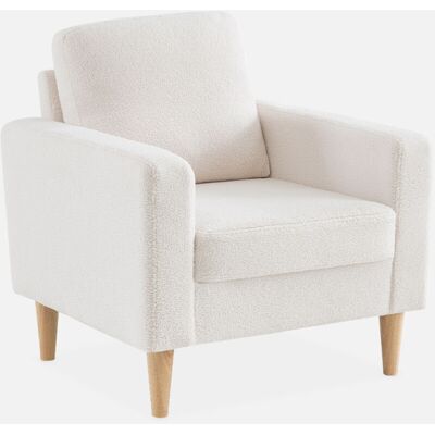 Sweeek - Sillón Estilo Escandinavo De Borreguito, Bjorn Borreguito, Blanco, 78x77x70 Cm Sweeek - Sillón Estilo Escandinavo De Borreguito, Bjorn Borreguito, Blanco, 78x77x70 Cm