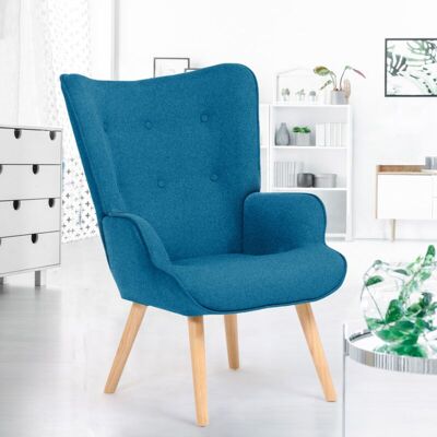 Idmarket - Sillón Escandinavo Ivar De Tela Azul Pato Idmarket - Sillón Escandinavo Ivar De Tela Azul Pato