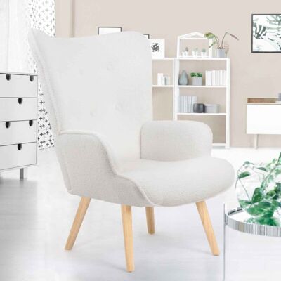 IDMARKET Sillón Estilo Escandinavo IVAR - Tejido Bouclé Suave IDMARKET Sillón Estilo Escandinavo IVAR - Tejido Bouclé Suave