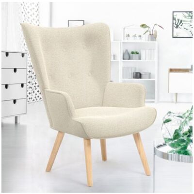 Idmarket - Sillón Escandinavo Ivar De Tela Beige Idmarket - Sillón Escandinavo Ivar De Tela Beige