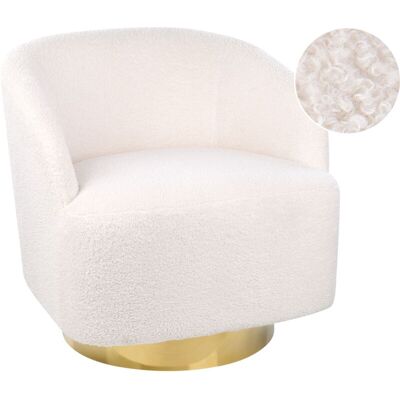 BELIANI Sillón Bouclé Base Dorada Giratoria Glamuroso Sala De Estar Blanco Lavik BELIANI Sillón Bouclé Base Dorada Giratoria Glamuroso Sala De Estar Blanco Lavik