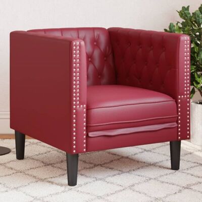 Vidaxl - Sillón Chesterfield De Cuero Artificial Rojo Tinto Vidaxl - Sillón Chesterfield De Cuero Artificial Rojo Tinto