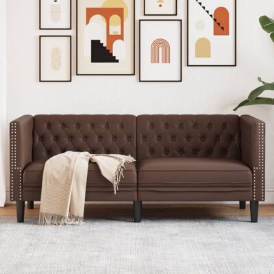 Sofá Chesterfield De 2 Plazas Cuero Artificial Marrón Vidaxl Sofá Chesterfield De 2 Plazas Cuero Artificial Marrón Vidaxl