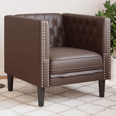 Sillón Chesterfield De Cuero Artificial Marrón Vidaxl Sillón Chesterfield De Cuero Artificial Marrón Vidaxl