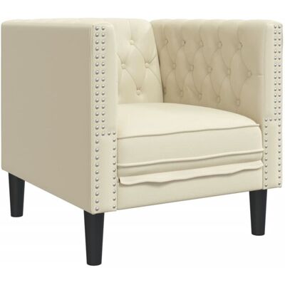 Sillón Chesterfield De Cuero Artificial Blanco Crema Vidaxl Sillón Chesterfield De Cuero Artificial Blanco Crema Vidaxl