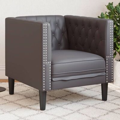 Sillón Chesterfield De Cuero Artificial Gris Vidaxl Sillón Chesterfield De Cuero Artificial Gris Vidaxl