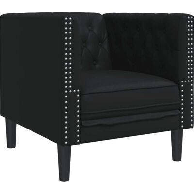 Sillón Chesterfield De Cuero Artificial Negro Vidaxl Sillón Chesterfield De Cuero Artificial Negro Vidaxl