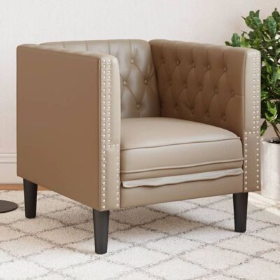Vidaxl - Sillón Chesterfield De Cuero Artificial Marrón Capuchino Vidaxl - Sillón Chesterfield De Cuero Artificial Marrón Capuchino