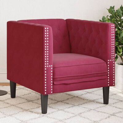 Vidaxl - Sillón Chesterfield De Terciopelo Artificial Rojo Tinto Vidaxl - Sillón Chesterfield De Terciopelo Artificial Rojo Tinto