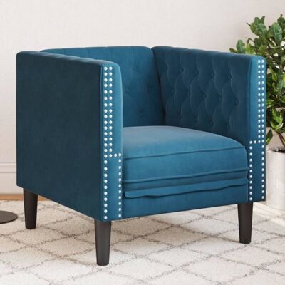 Sillón Chesterfield De Terciopelo Azul Vidaxl Sillón Chesterfield De Terciopelo Azul Vidaxl