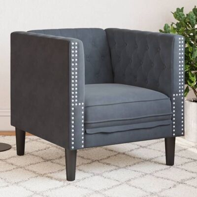 Sillón Chesterfield De Terciopelo Gris Oscuro Vidaxl Sillón Chesterfield De Terciopelo Gris Oscuro Vidaxl