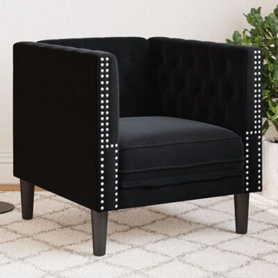 Sillón Chesterfield De Terciopelo Negro Vidaxl Sillón Chesterfield De Terciopelo Negro Vidaxl