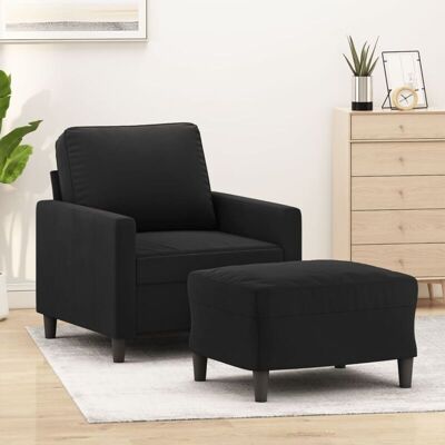 Sillón Con Taburete Terciopelo Negro 60 Cm Vidaxl Sillón Con Taburete Terciopelo Negro 60 Cm Vidaxl