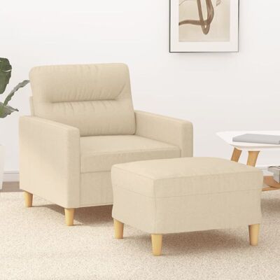 Sillón con Taburete de Tela Crema vidaXL - Tipo de Sofá Sillón con Taburete de Tela Crema vidaXL - Tipo de Sofá