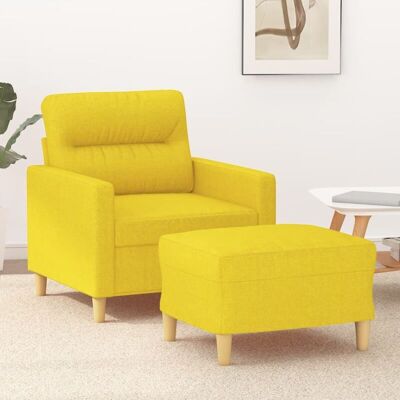 Sillón de tela amarillo claro con taburete vidaXL - Sillón Sillón de tela amarillo claro con taburete vidaXL - Sillón