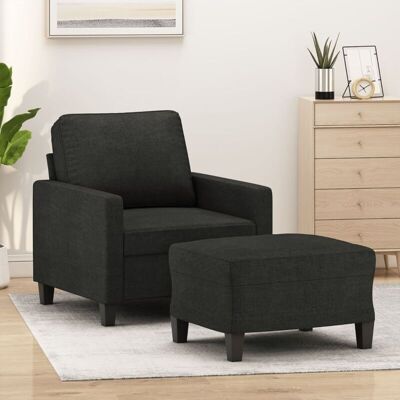 Sillón Con Taburete Tela Negro 60 Cm Vidaxl Sillón Con Taburete Tela Negro 60 Cm Vidaxl