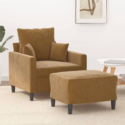 Sillón de terciopelo marrón VIDAXL - Sillón Sillón de terciopelo marrón VIDAXL - Sillón
