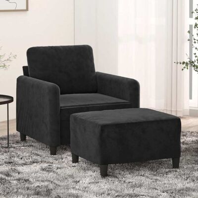 Sillón con Taburete vidaXL - Negro - Diseño Moderno y Cómodo Sillón con Taburete vidaXL - Negro - Diseño Moderno y Cómodo