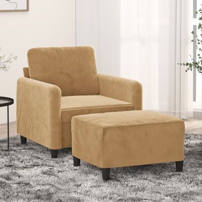 vidaXL Sillón con Taburete - Terciopelo Marrón vidaXL Sillón con Taburete - Terciopelo Marrón