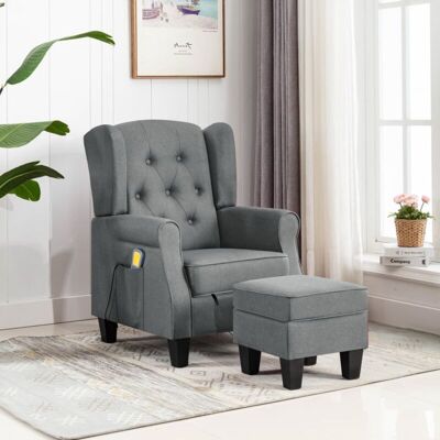 Vidaxl - Sillón De Masaje Con Reposapiés Tela Gris Claro Vidaxl - Sillón De Masaje Con Reposapiés Tela Gris Claro