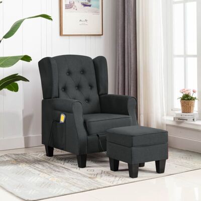 Sillón De Masaje Con Reposapiés Tela Gris Oscuro Vidaxl Sillón De Masaje Con Reposapiés Tela Gris Oscuro Vidaxl