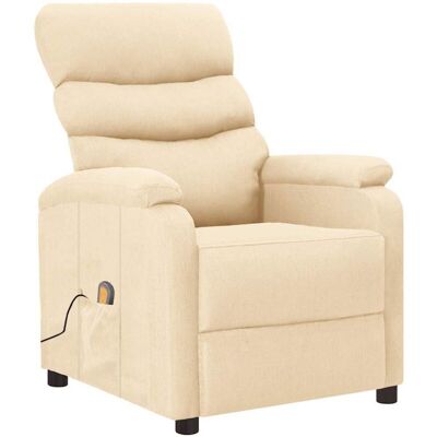 sillón de masaje crema de tela vidaXL - Reclinable, Calefacción - Masaje sillón de masaje crema de tela vidaXL - Reclinable, Calefacción - Masaje