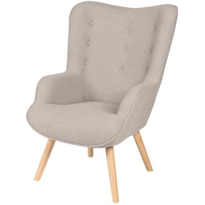 Meublorama - Sillón De Salón En Tela Teddy Gris Con Patas De Madera Colección Enjoy. Estilo Escandinavo. Meublorama - Sillón De Salón En Tela Teddy Gris Con Patas De Madera Colección Enjoy. Estilo Escandinavo.