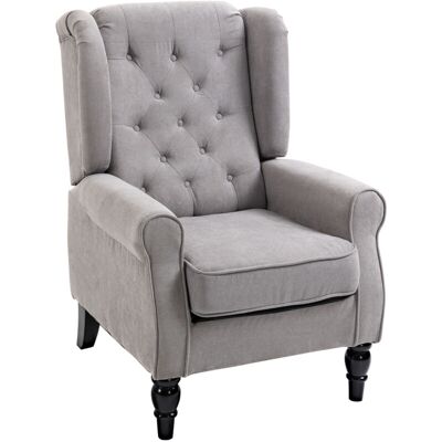 Homcom - Sillón De Salón Moderno Butaca Para Dormitorio Con Reposacabezas Y Patas De Madera Sofá Individual Carga 160 Kg Para Oficina Sala De Estar Gris Homcom - Sillón De Salón Moderno Butaca Para Dormitorio Con Reposacabezas Y Patas De Madera Sofá Individual Carga 160 Kg Para Oficina Sala De Estar Gris