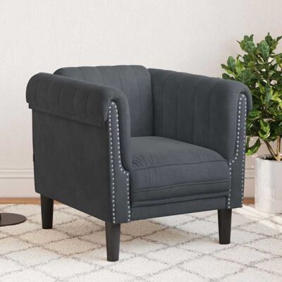 Vidaxl - Sillón De Terciopelo Gris Oscuro Vidaxl - Sillón De Terciopelo Gris Oscuro