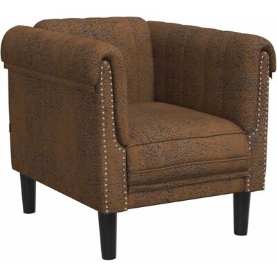 Sillón De Cuero Sintético De Ante Marrón Vidaxl Sillón De Cuero Sintético De Ante Marrón Vidaxl