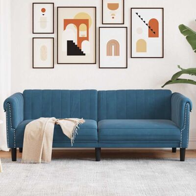 Sofá De 3 Plazas Terciopelo Azul Vidaxl Sofá De 3 Plazas Terciopelo Azul Vidaxl