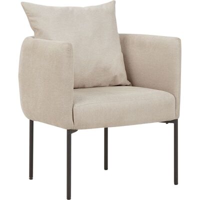 Beliani - Sillón Elegante Con Cojín Patas De Hierro Negras Estilo Retro Lino Sintético Beige Claro Malmos Beliani - Sillón Elegante Con Cojín Patas De Hierro Negras Estilo Retro Lino Sintético Beige Claro Malmos