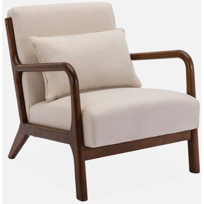 SWEEEK Sillón Escandinavo De Tela Y Madera De Hevea SWEEEK Sillón Escandinavo De Tela Y Madera De Hevea