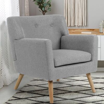 Idmarket - Sillón Escandinavo Liv En Tejido Gris Jaspeado Idmarket - Sillón Escandinavo Liv En Tejido Gris Jaspeado