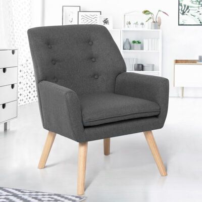 Idmarket - Sillón Nat Escandinavo En Tejido Gris Antracita Idmarket - Sillón Nat Escandinavo En Tejido Gris Antracita