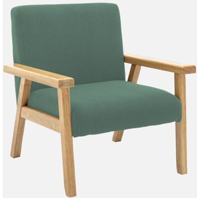 Sweeek - Sillón Infantil Escandinavo De Pana Y Madera De Caucho, Isak Kids, Kaki, 47x43.5x50 Cm Sweeek - Sillón Infantil Escandinavo De Pana Y Madera De Caucho, Isak Kids, Kaki, 47x43.5x50 Cm
