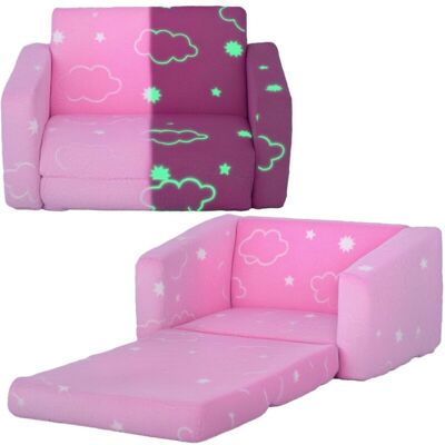 Sofá infantil AIYAPLAY Rosa 2 en 1 Tela luminosa Sofá infantil AIYAPLAY Rosa 2 en 1 Tela luminosa