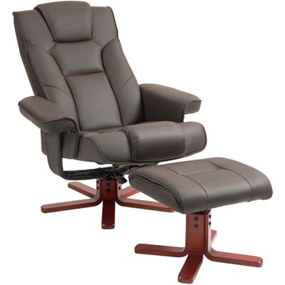 HOMCOM Sillón Reclinable Con Reposapiés Sillón De Salón Con Tapizado En Pu Y Estructura De Madera Carga 150 Kg Butaca Para Dormitorio Sala De Estar Marrón HOMCOM Sillón Reclinable Con Reposapiés Sillón De Salón Con Tapizado En Pu Y Estructura De Madera Carga 150 Kg Butaca Para Dormitorio Sala De Estar Marrón