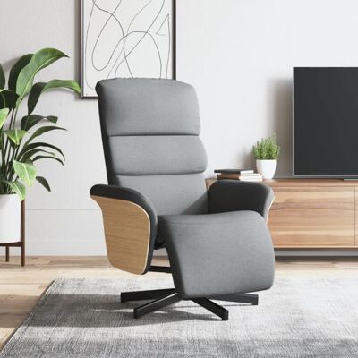 Sillón reclinable vidaXL Tela gris claro Reposapiés ajustable - Sillón relax Sillón reclinable vidaXL Tela gris claro Reposapiés ajustable - Sillón relax