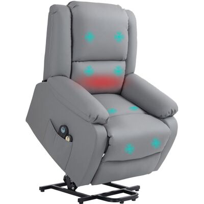 Homcom - Sillón Relax Levanta Personas Eléctrico Con 8 Punto De Masaje Función De Calentamiento 2 Controles Remotos Y Bolsillo Lateral Gris Homcom - Sillón Relax Levanta Personas Eléctrico Con 8 Punto De Masaje Función De Calentamiento 2 Controles Remotos Y Bolsillo Lateral Gris