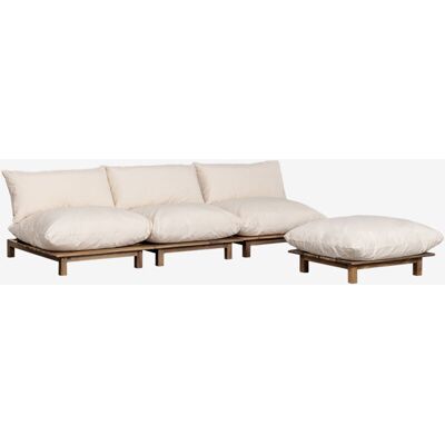 Sklum - Sofá Modular Reclinable De Jardín De 3 Piezas Con Puff En Madera De Acacia Brina Sklum - Sofá Modular Reclinable De Jardín De 3 Piezas Con Puff En Madera De Acacia Brina