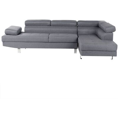 Beliani - Sofá Esquinero Con Reposacabezas Y Apoyabrazos Ajustables En Forma De L De Tela Gris Norrea Beliani - Sofá Esquinero Con Reposacabezas Y Apoyabrazos Ajustables En Forma De L De Tela Gris Norrea