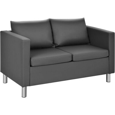 Costway - Sofá Moderno De 2 Plazas Con Cojín Y Patas De Metal Plateadas Conjunto De Sofá De Cuero Sintético Para Casa Y Oficina Costway - Sofá Moderno De 2 Plazas Con Cojín Y Patas De Metal Plateadas Conjunto De Sofá De Cuero Sintético Para Casa Y Oficina