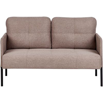 BELIANI Sofá 2 Plazas Retro Respaldo Cojines Acolchado Patas De Metal Tela Marrón Claro Lahti BELIANI Sofá 2 Plazas Retro Respaldo Cojines Acolchado Patas De Metal Tela Marrón Claro Lahti