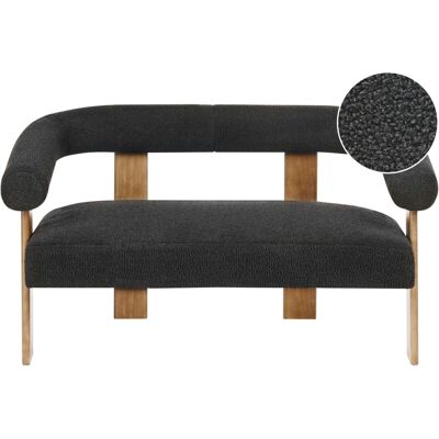 Beliani - Sofá 2 Plazas Retro Salón Tapizado De Bouclé Patas De Madera Negro Y Marrón Oscuro Ilbro Beliani - Sofá 2 Plazas Retro Salón Tapizado De Bouclé Patas De Madera Negro Y Marrón Oscuro Ilbro