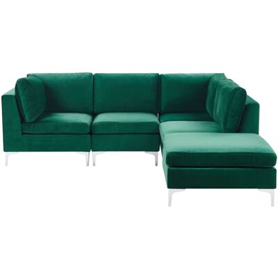 Sofá Esquinero Modular Izquierdo de Terciopelo Verde 4 Plazas - Sofá Esquinero Sofá Esquinero Modular Izquierdo de Terciopelo Verde 4 Plazas - Sofá Esquinero