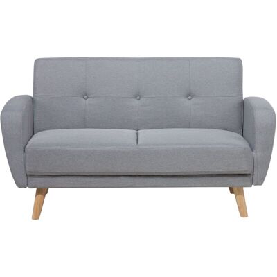 BELIANI Sofá Cama Tapizado En Tela Gris 2 Plazas Patas De Madera Estilo Minimalista Moderno Florli BELIANI Sofá Cama Tapizado En Tela Gris 2 Plazas Patas De Madera Estilo Minimalista Moderno Florli