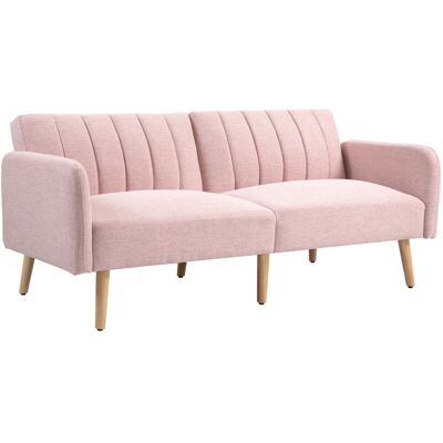 HOMCOM Sofá Cama De 2 Plazas Sofá Cama Plegable Tapizado En Lino Sintético Con Respaldo Ajustable En 3 Niveles Y Reposabrazos Desmontables 173x75x73 Cm Rosa HOMCOM Sofá Cama De 2 Plazas Sofá Cama Plegable Tapizado En Lino Sintético Con Respaldo Ajustable En 3 Niveles Y Reposabrazos Desmontables 173x75x73 Cm Rosa