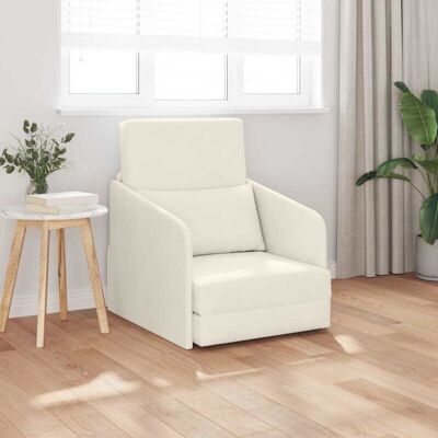 Sofá Cama de Piso 2 en 1 Crema 65x80x83 cm Terciopelo Sofá Cama de Piso 2 en 1 Crema 65x80x83 cm Terciopelo
